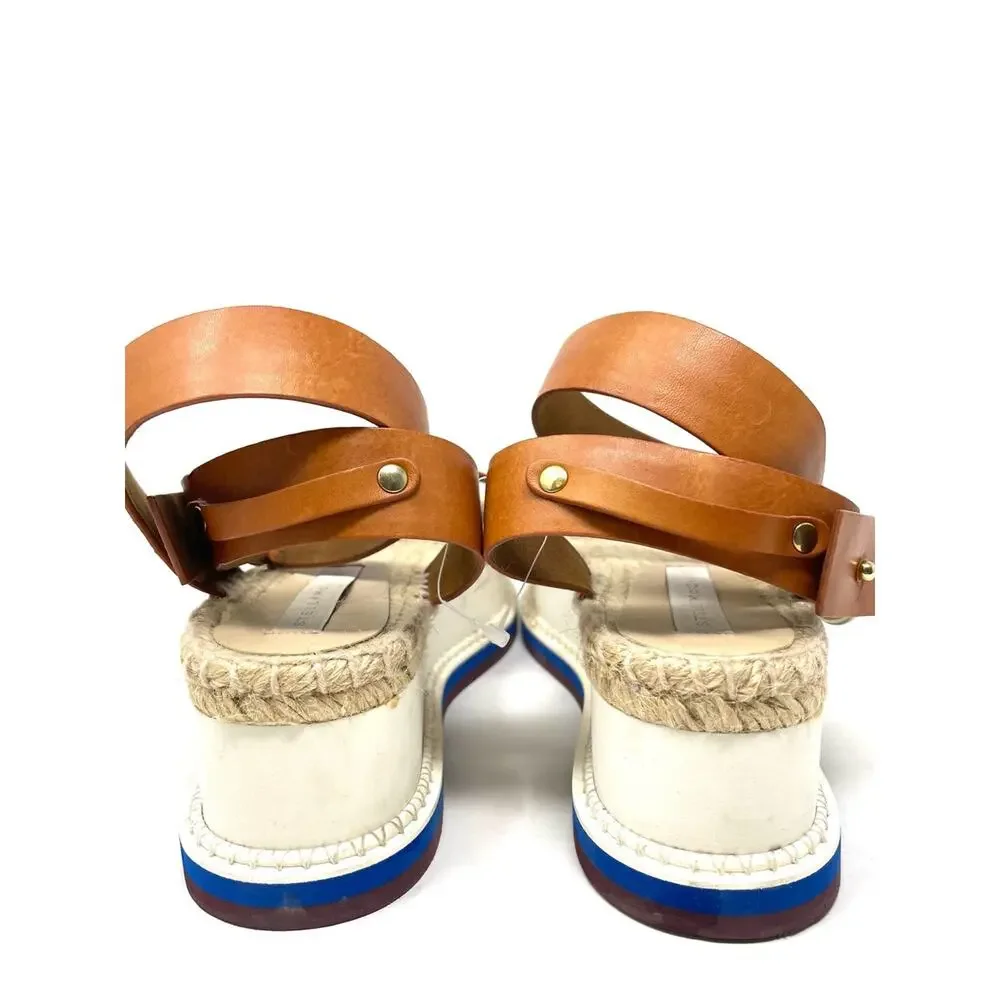 Stella McCartney Tan Leather Ankle-Strap Platform Espadrille Sandals, Women's 8
